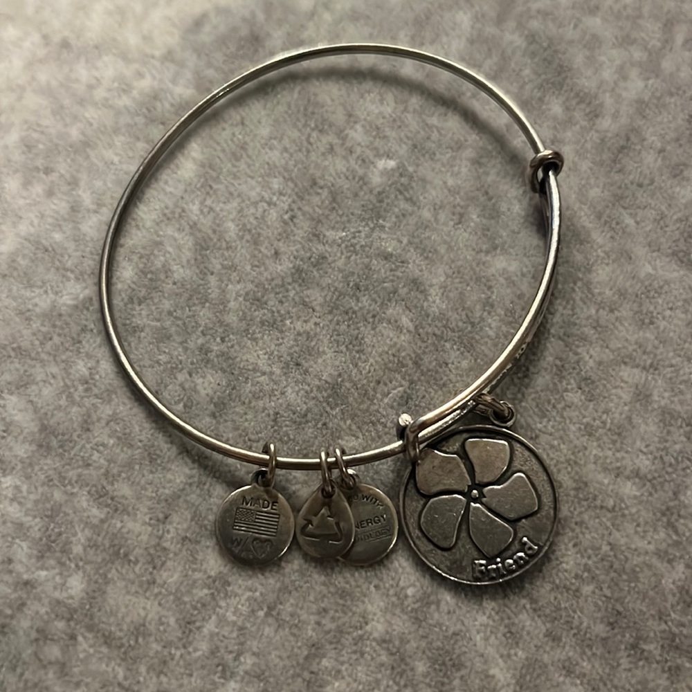 Alex and Ani Friend Flower Silver Charm Bracelet Bangle